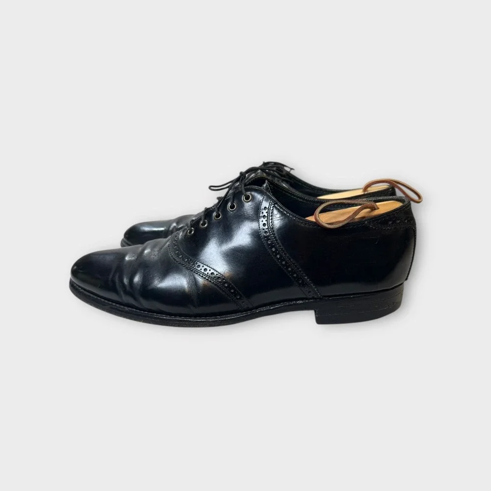 Vintage Florsheim Oxford Leather Dress Black‎ Lace Up Brogue Menswear Sz 11 D